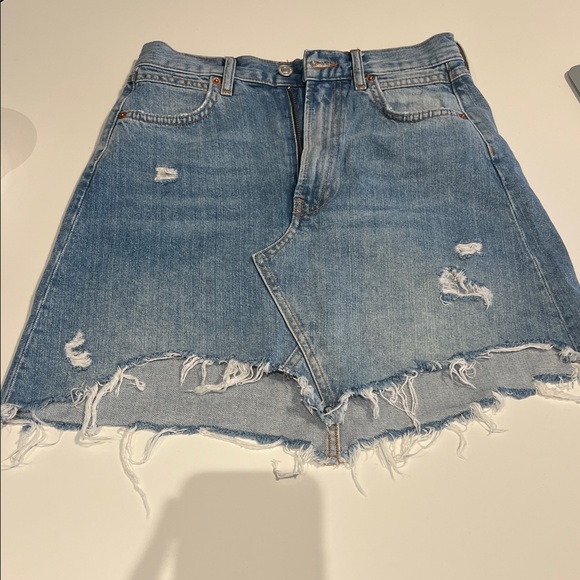 Zara Denim Distressed Mini Skirt - Picture 1 of 7